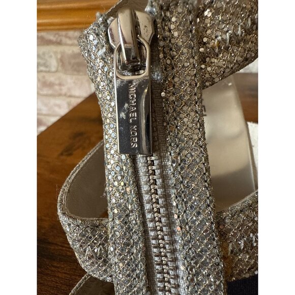 Michael Kors Womens Silver Glitter High Heel Sandals Size 7 - Picture 9 of 16